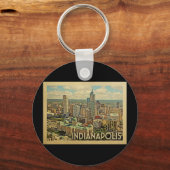 Indianapolis Indiana Vintage Travel Schlüsselanhänger (Vorderseite)