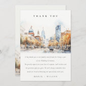 Indianapolis, Indiana Watercolor Landscape Wedding Dankeskarte (Vorne/Hinten)