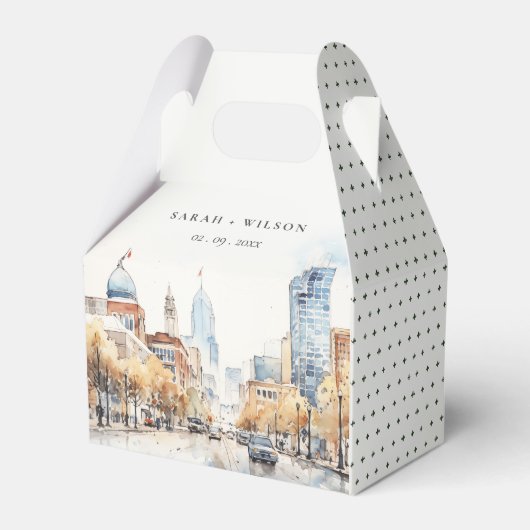 Indianapolis, Indiana Watercolor Landscape Wedding Geschenkschachtel (Vorderseite)