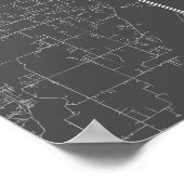 Indianapolis, Indiana (weiß auf schwarz) Poster (Ecke)