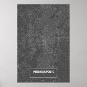Indianapolis, Indiana (weiß auf schwarz) Poster (Vorne)