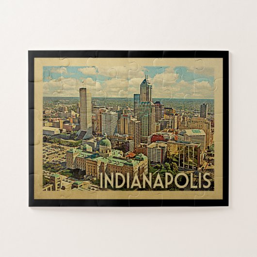 Indianapolis Jigsaw Puzzle Indiana Vintage Travel (Horizontal)