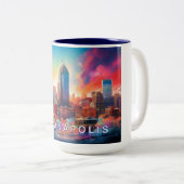 Indianapolis Künstlerisch Skyline Zweifarbige Tasse (VorderseiteRechts)