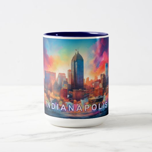 Indianapolis Künstlerisch Skyline Zweifarbige Tasse (Mittel)