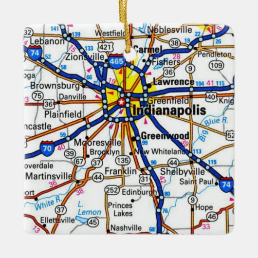 Indianapolis Map Keramikornament (Vorderseite)