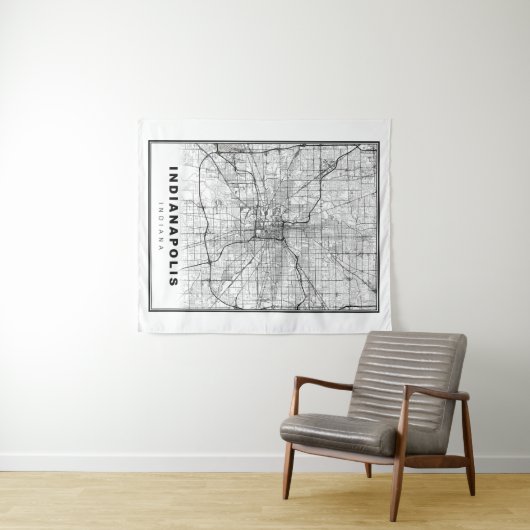 Indianapolis Map Wandteppich (Beispiel (Horizontal))