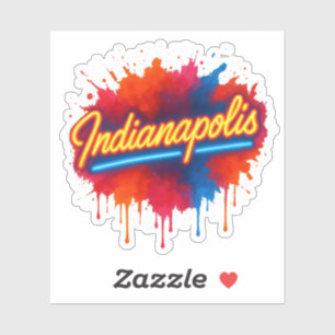 Indianapolis Neon Retro Farbenfrohe Paint Splash Aufkleber
