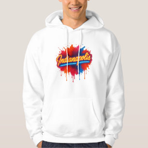 Indianapolis Neon Retro Farbenfrohe Paint Splash Hoodie