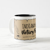 Indianapolis Notary Public Scroll Feather Quill Zweifarbige Tasse (Vorderseite Links)