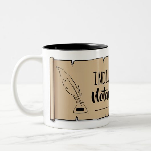 Indianapolis Notary Public Scroll Feather Quill Zweifarbige Tasse (Links)