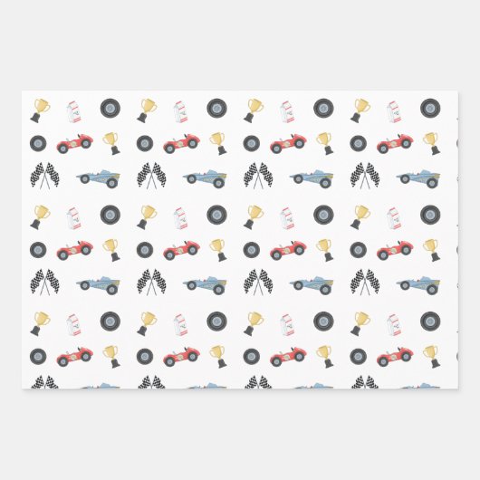 Indianapolis Race Car Rennbahn zwei Schnelle erste Geschenkpapier Set (Vorderseite 3)