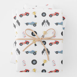 Indianapolis Race Car Rennbahn zwei Schnelle erste Geschenkpapier Set