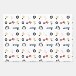 Indianapolis Race Car Rennbahn zwei Schnelle erste Geschenkpapier Set