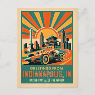 Indianapolis Racing-Hauptstadt Retro Postkarte