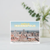 Indianapolis Save the Date Retro Wedding Postcard Postkarte (Stehend Vorderseite)