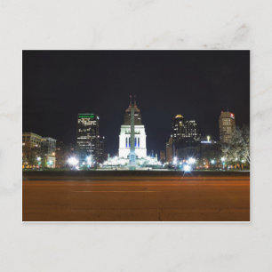 Indianapolis Skyline bei Nacht Postkarte