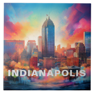 Indianapolis Skyline Kunst Fliese