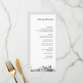 Indianapolis Skyline Modern Wedding Dinner Menu Menükarte