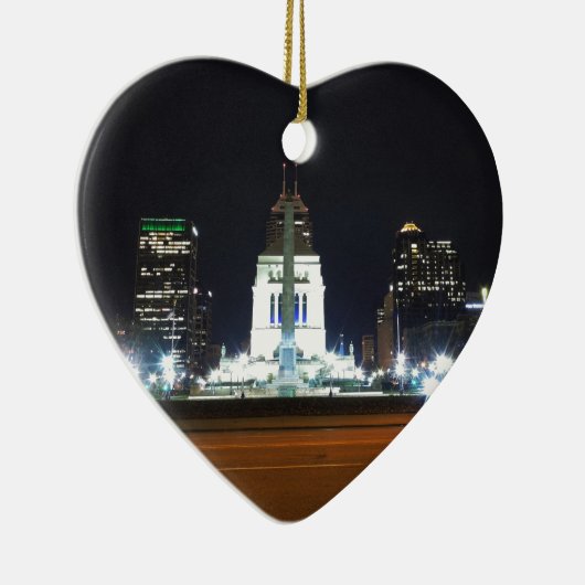 Indianapolis-Skyline nachts Keramik Ornament (Rechts)