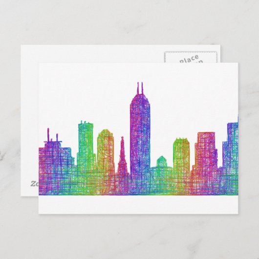 Indianapolis-Skyline Postkarte (Vorne/Hinten)