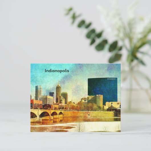 Indianapolis Skyline Postkarte (Stehend Vorderseite)