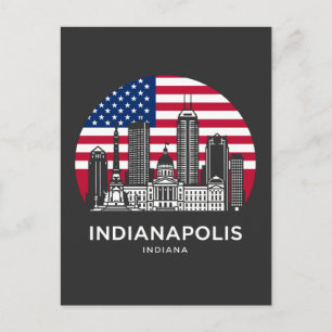 Indianapolis Stadt Indiana Amerikanische Flagge Postkarte