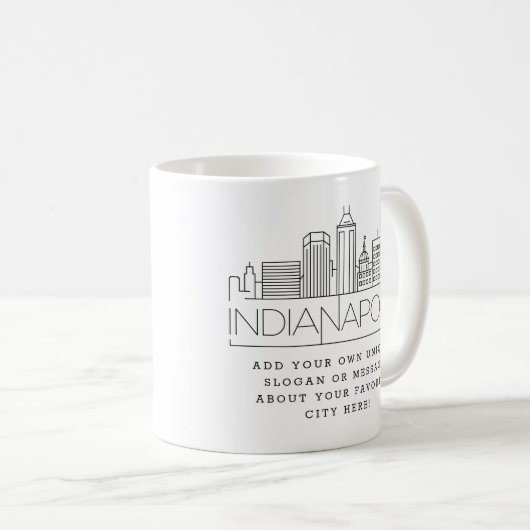 Indianapolis Stylized Skyline | Benutzerdefinierte Kaffeetasse (VorderseiteRechts)