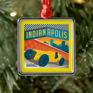 Indianapolis   Vintager Racer Ornament Aus Metall