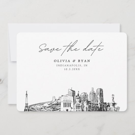 Indianapolis Wedding Modern Save the Date Einladung (Vorderseite)
