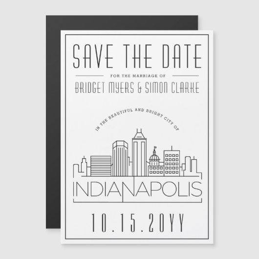 Indianapolis Wedding Save the Date stilisiert Magneteinladung (Vorne/Hinten)
