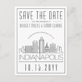 Indianapolis Wedding Skyline Save the Date Postkarte