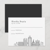 Indianapolis Wedding | Stilisierte Skyline-UAWG RSVP Karte (Vorne/Hinten)
