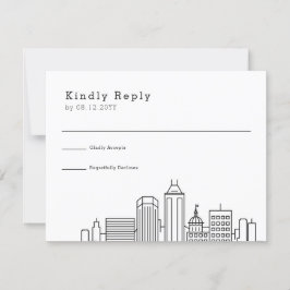 Indianapolis Wedding | Stilisierte Skyline-UAWG RSVP Karte