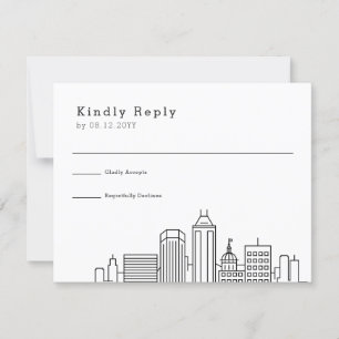 Indianapolis Wedding   Stilisierte Skyline-UAWG RSVP Karte