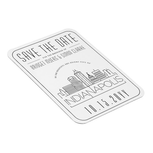 Indianapolis Wedding Stylized City Save the Date Magnet (Rechte Seite)