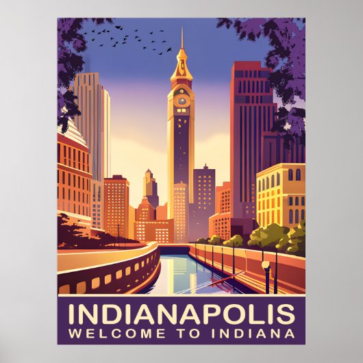 Indianapolis, White River and Canal, Travel Poster (Vorne)