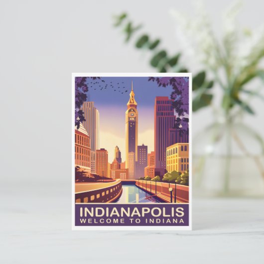 Indianapolis, White River and Canal, Travel Postkarte (Stehend Vorderseite)