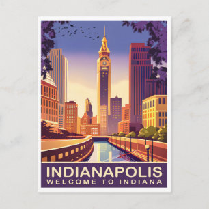 Indianapolis, White River und Kanal, Reise Postkarte