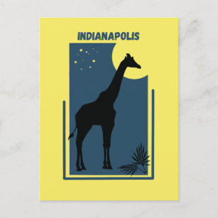 Indianapolis Zoo Indiana Vintage Giraffe Postkarte