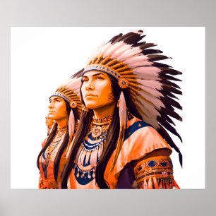 Indianer an einer Wand Poster