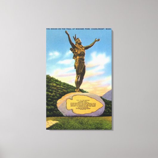 Indianer auf der Trail Statue bei Mohawk Park View Leinwanddruck (Vorderseite)