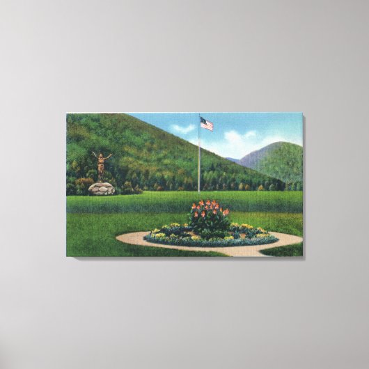 Indianer grüßen die aufsteigende Sonnenstatue Leinwanddruck (Vorderseite)