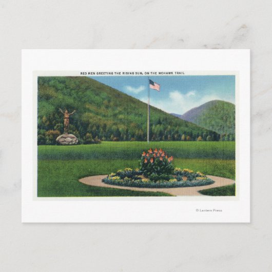 Indianer grüßen die aufsteigende Sonnenstatue Postkarte (Vorderseite)