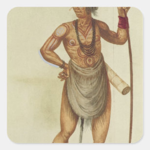 Indianer in Body Paint Quadratischer Aufkleber