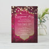 Indianer Inspiriert Boho Damask in Deep Pink Einladung (Stehend Vorderseite)