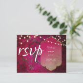 Indianer Inspiriert Boho Damask in Deep Pink Postkarte (Stehend Vorderseite)