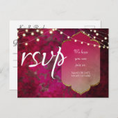 Indianer Inspiriert Boho Damask in Deep Pink Postkarte (Vorne/Hinten)