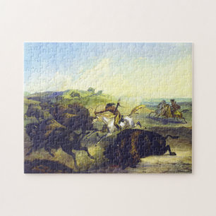 Indianer jagen den Bison Karl Bodmer 1839 Puzzle