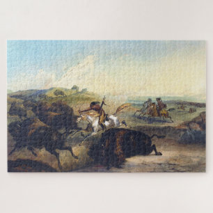 Indianer jagen den Bison Karl Bodmer 1839 Puzzle