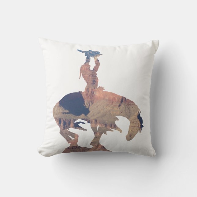 Indianer mit Buffalo Skull Kissen (Vorderseite)